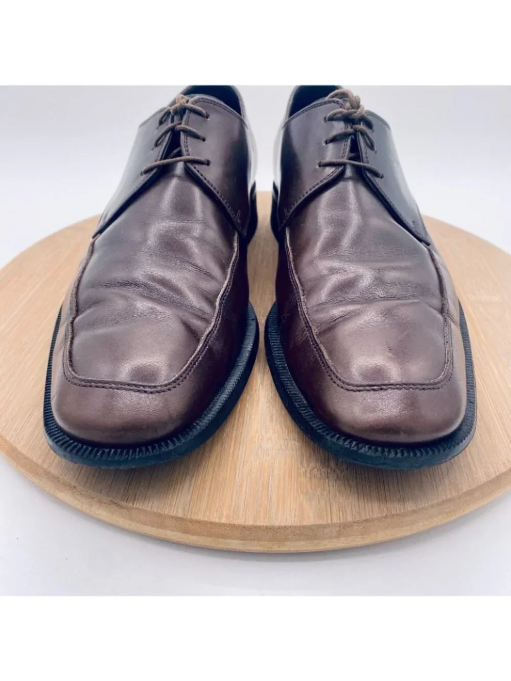 Ermenegildo Zegna Shoes Mens 9 Brown Leather Lace Up Plain Toe Oxfords Italy